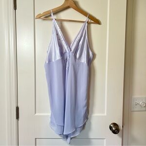 ValMode 80-90s Lavender Purple Slip Dress Scalloped Nightgown Embroidered Floral